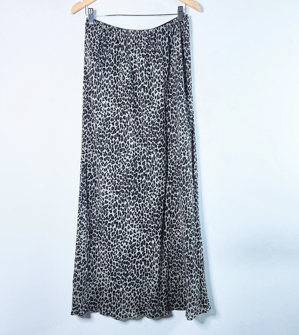 Vintage Jones New York Womens Dark Gray Cheetah Print Maxi Skirt Size 12 Y2K NEW